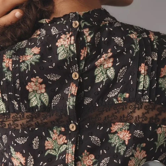 Anthropologie Pilcro Swing Floral Black Dress - Picture 3 of 6